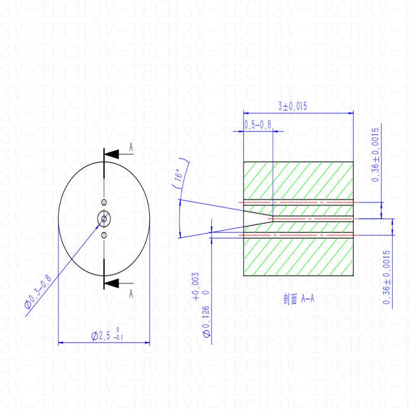 3cores Glass Ferrule for φ125um fiber - Image 2